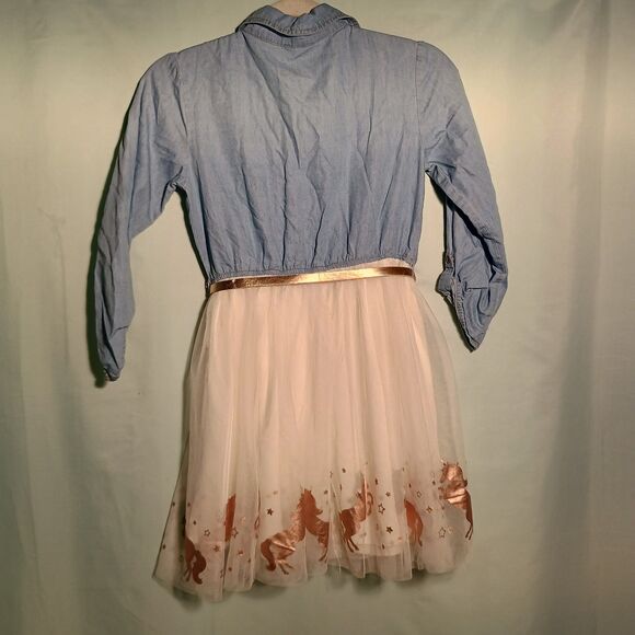 Girls Unicorn Tulle Dress with Denim Top – Cute Party & Casual Outfit - Picture 4 of 4
